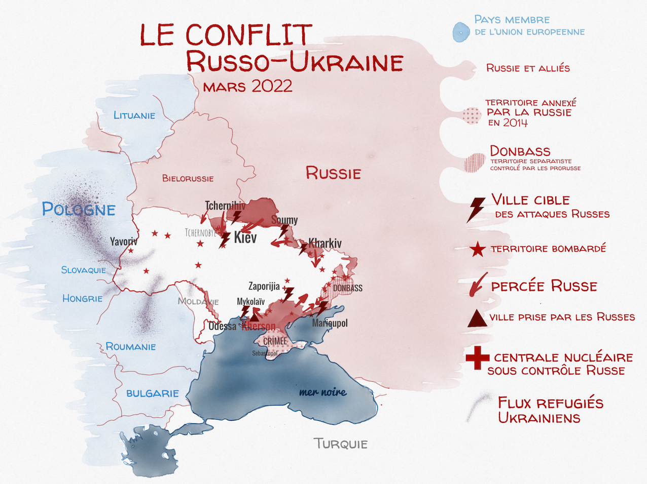 carte guerre Russie Ukraine